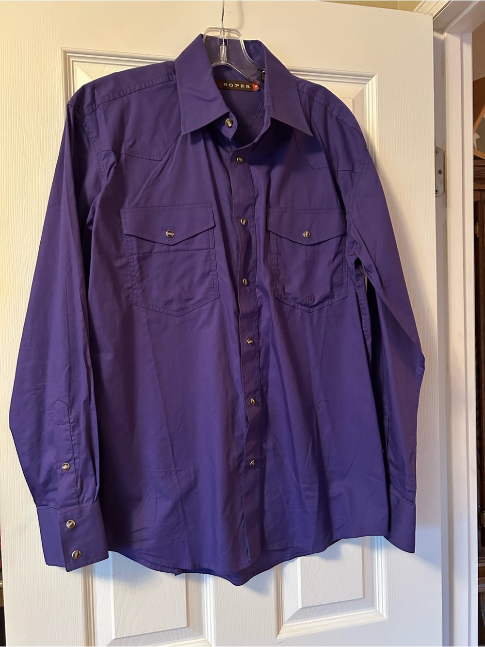 Roper Menโs Purple Casual Button-Down Shirt